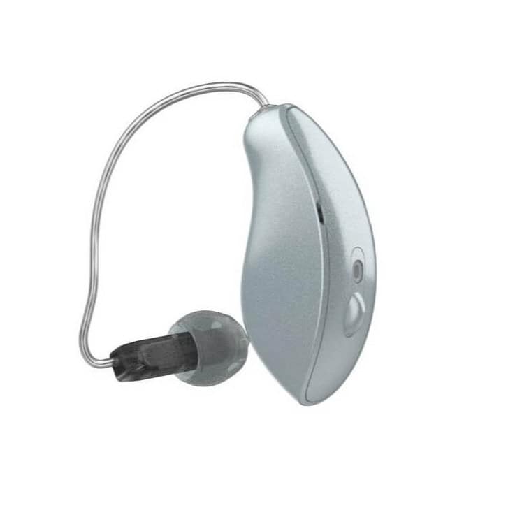 Modern hearing aid device designed to help manage tinnitus symptoms effectively.